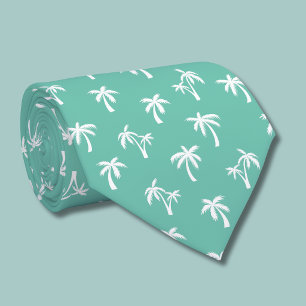 Cravate Motif de palmier tropical vert de mer