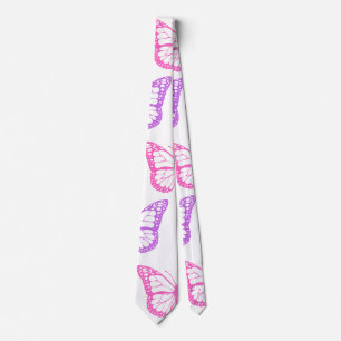 Cravate Motif de papillon floral rose rétro