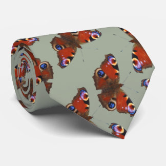 Cravate motif de papillon multi de paon sur le gris