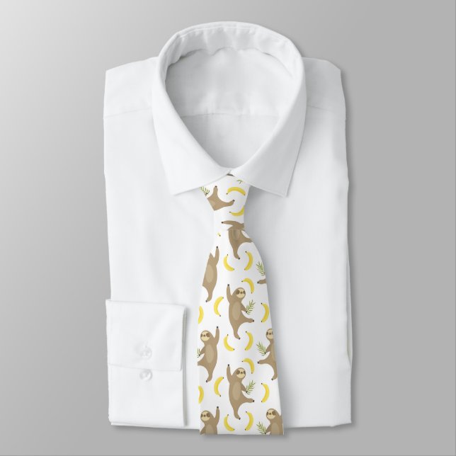 Cravate Motif de paresses et de bananes (Attaché)