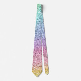 Cravate Motif de Parties scintillant Flashy Pastel Rainbow