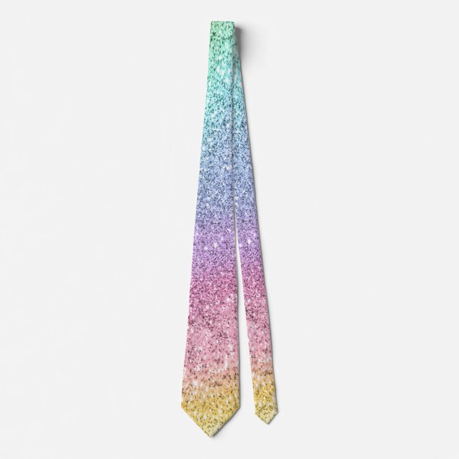 Cravate Motif de Parties scintillant Flashy Pastel Rainbow (Devant)