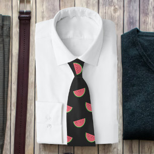 Cravate Motif de pastèque noir et rose