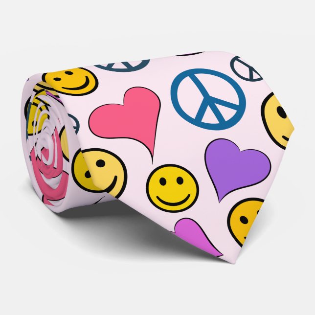 Cravate Motif de Peace Love Laugh (Roulé)