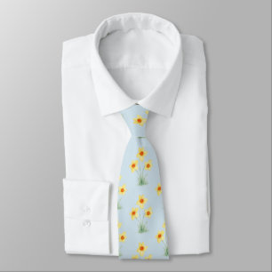 Cravate Motif de peinture de fleurs de printemps Narcisse