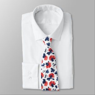 Cravate Motif de pépites d'aquarelle - Rouge, Bleu et Blan
