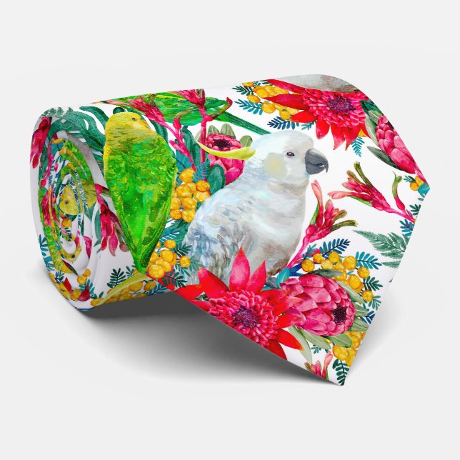 Cravate Motif de perroquet tropical d'été australi (Roulé)