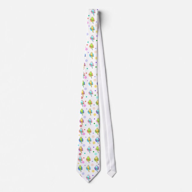 Cravate Motif de perruches et de pois (Devant)