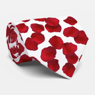 Cravate Motif de pétales de rose rouge
