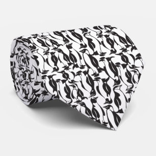 Cravate Motif de pingouin noir et blanc