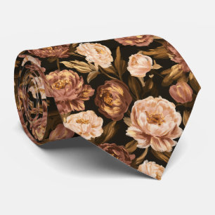 Cravate Motif de pivoines pour tenue de mariage de jardin