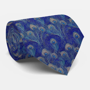 Cravate Motif de plume de paon de luxe Art Nouveau