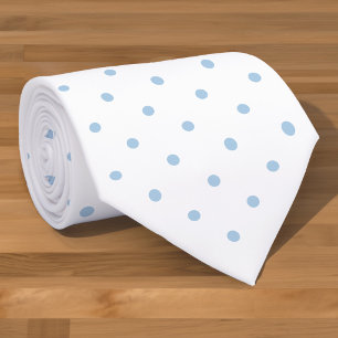 Cravate Motif de point mini Polka bleu clair sur blanc