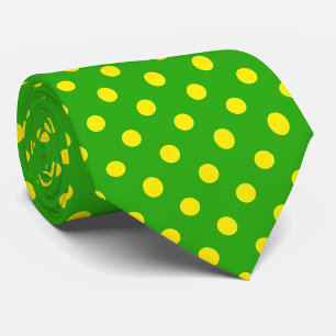 Cravate Motif de points jaunes sur fond vert