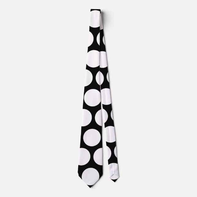 Cravate Motif de points noirs et blancs (Devant)