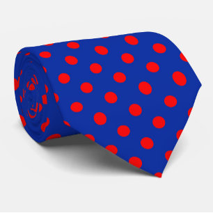 Cravate Motif de pois rouges sur fond bleu 