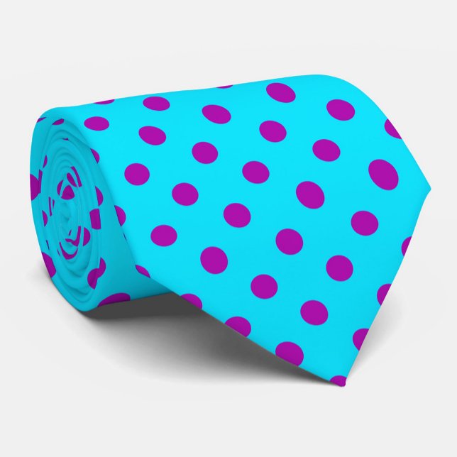 Cravate Motif de pois violet sur fond bleu (Créateur téléchargé)