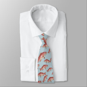Cravate Motif de poisson d'eau salée vivaneau rouge