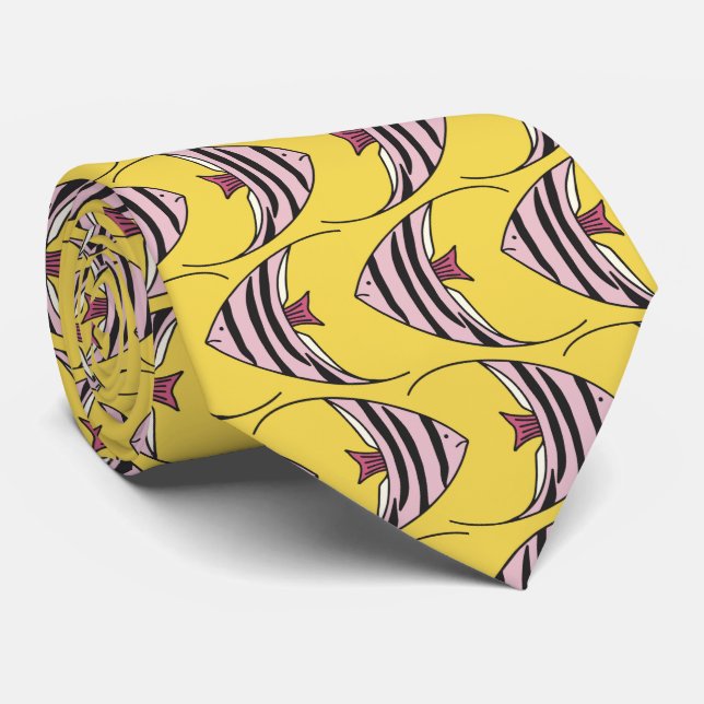 Cravate Motif de poisson jaune (Roulé)