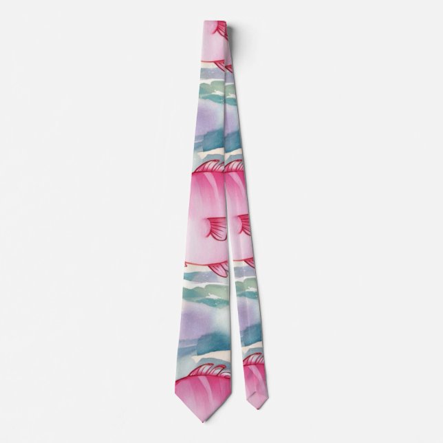 Cravate Motif de poisson rose (Devant)