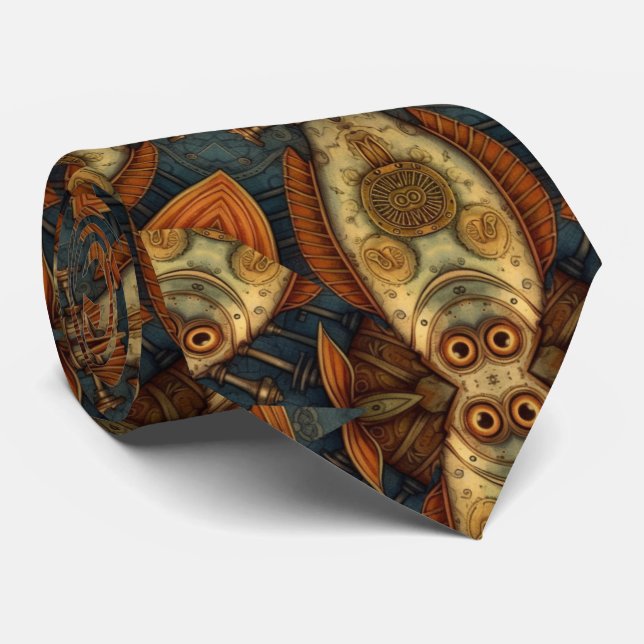 Cravate Motif de poissons Steampunk (Roulé)