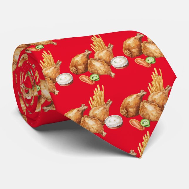 Cravate motif de poulet frit cool carrelé (Roulé)