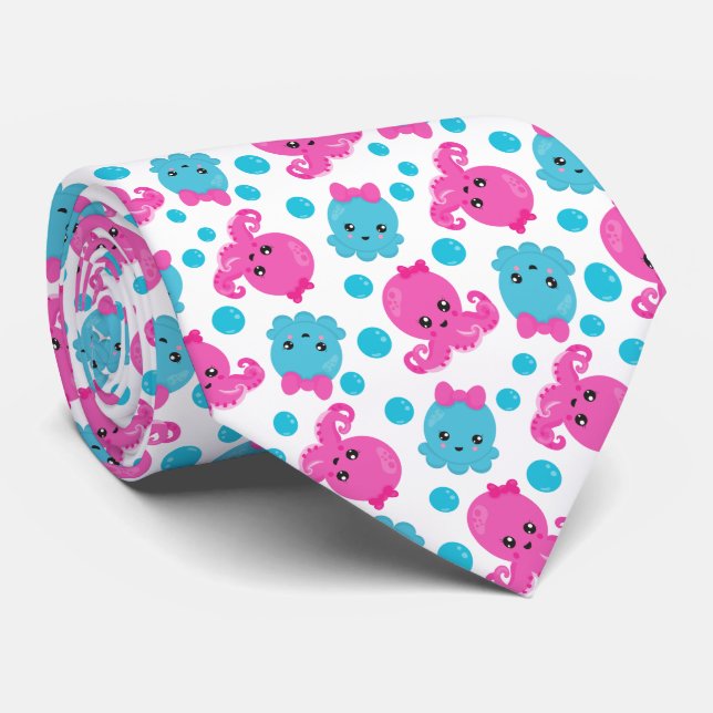 Cravate Motif de poulpe, poulpe mignonne, Animaux de mer (Roulé)