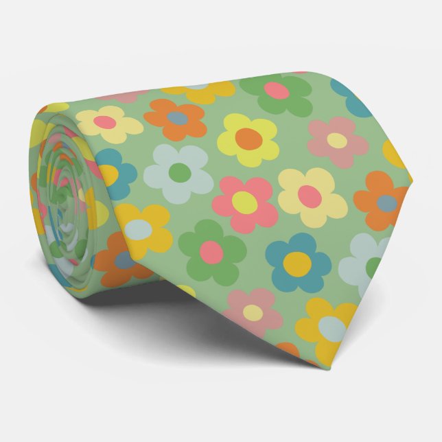 Cravate Motif de prairie florale mignonne (Roulé)
