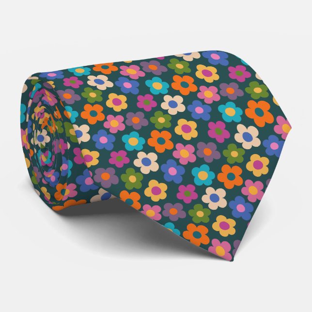 Cravate Motif de prairie florale mignonne (Roulé)