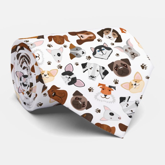 Cravate Motif de race de chien divers (Roulé)