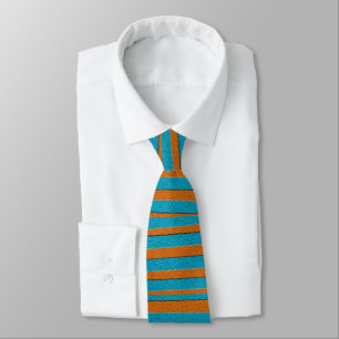 Cravate Motif de rayure irrégulière orange et bleu