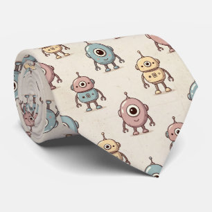 Cravate Motif de robot rétro mignon