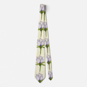 Cravate motif de rose blanche