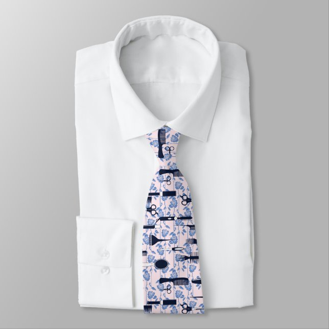 Cravate Motif de rose de bleu de soin de beauté (Attaché)
