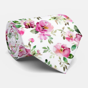 Cravate Motif de rose sauvage à l'aquarelle