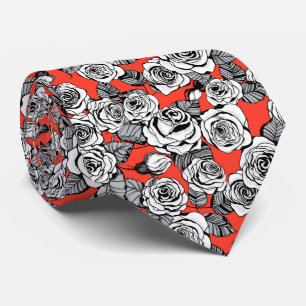 Cravate Motif de roses blanches