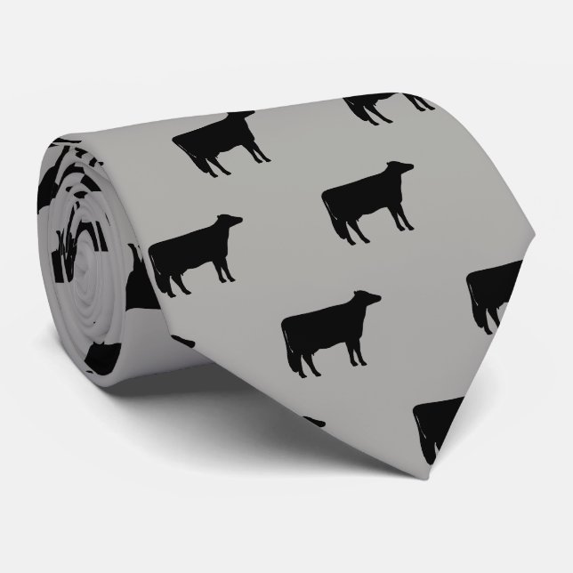 Cravate Motif de silhouettes de vache du Holstein gris et (Roulé)