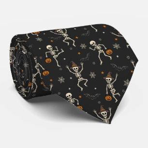 Cravate Motif de squelette dansant Halloween amusant Noir