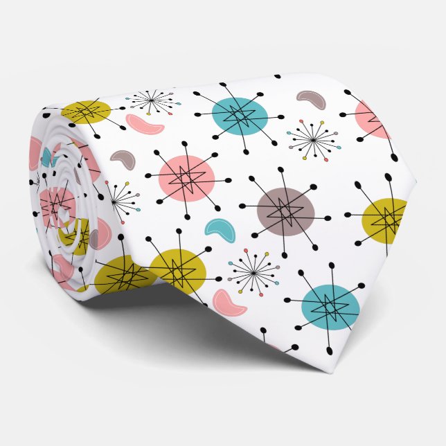 Cravate Motif de Starburst Retro atomique (Roulé)