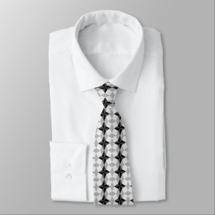 Cravate Motif de Starbust et Rhombus noir et gris