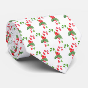 Cravate Motif de sucre de canne d'aquarelle - Noël