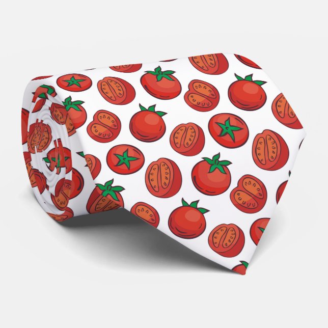 Cravate motif de tomate en tranches carrelées  (Roulé)
