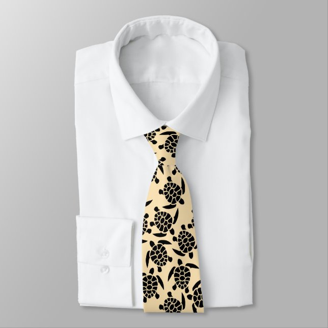 Cravate Motif de tortue de style plage d'été (Attaché)