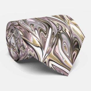 Cravate Motif de tourbillons marbrés or argent rose joli