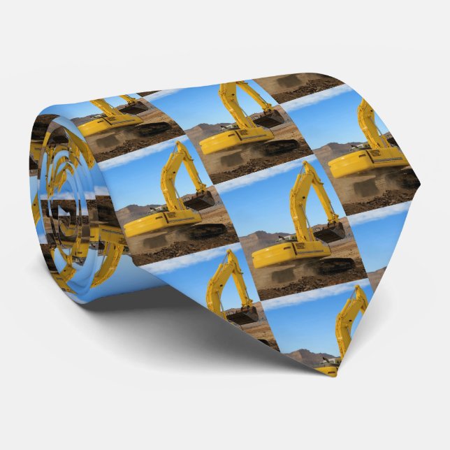 Cravate Motif de tracteur de Digger Jaune (Roulé)
