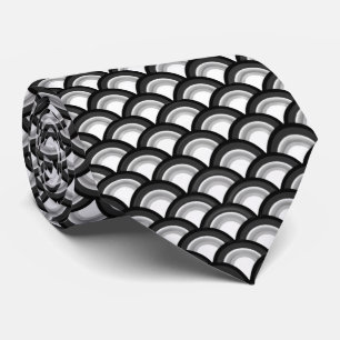 Cravate Motif de vague d'art déco - noir et blanc