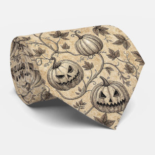 Cravate Motif de vigne de citrouille d'Halloween vintage