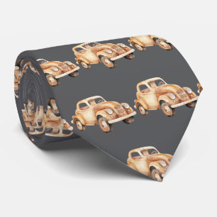 Cravate Motif de voiture jouet pour enfants vintage gris