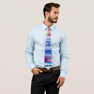 Cravate Motif d'entreprise moderne Résumé Bleu rose jaune