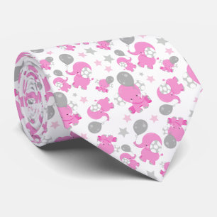 Cravate Motif Des Eléphants Roses, Eléphants Mignons, Étoi